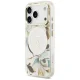 Чехол Guess IML Glitter Flowers Triangle MagSafe для iPhone 17 Pro / 18 Pro, белый