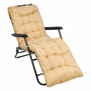 Mīksts spilvens dārza sauļošanās krēslam 165 cm, bēšs