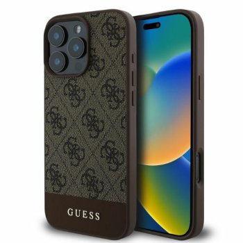 Guess 4G apakšējās svītras vāciņš iPhone 16 Pro Max - brūns | Bottom Stripe Phone Case Cover Brown