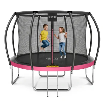4Fizjo PRO Bērnu dārza batuts ar iekšējo tīklu, 374 cm (12FT), Rozā/Melns