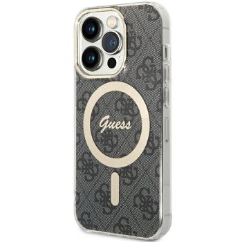 Guess iPhone 15 Pro vāciņš IML 4G Gold Stripe, melns