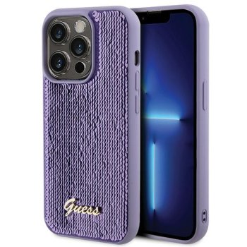 Guess Sequin Script metāla vāciņš iPhone 15 Pro Max - violets | Metal case for purple