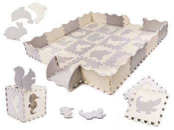 Bērnu spēļu grīdas Puzle paklājs putu paklājiņš Dzīvnieki - 36 gab 30x30cm | Kids Foam Floor Puzzle Mat Animals