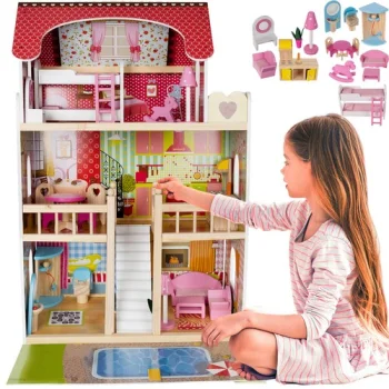 Wooden Doll House with Swimming Pool D11251