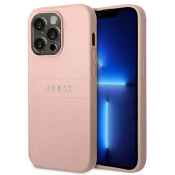 Guess Saffiano Strap vāciņš Apple iPhone 14 Pro Max, rozā
