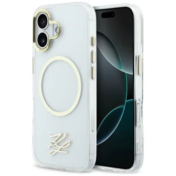 Чехол Karl Lagerfeld IML KL Script Logo MagSafe для iPhone 17 – прозрачный