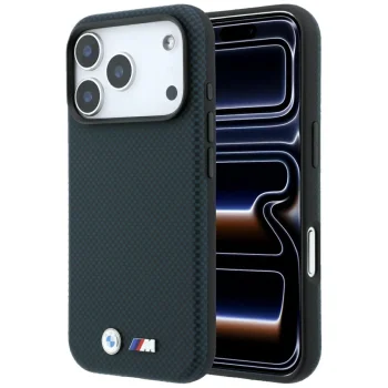 Чехол BMW M Quadrille Kevlar MagSafe для iPhone 17 Pro / 18 Pro, темно-синий