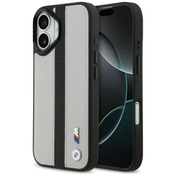 BMW M Perforated Stripe Logo MagSafe vāciņš iPhone 17, pelēks