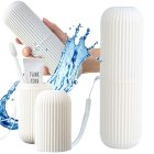 Travel toothbrush and toothpaste case with lanyard, white