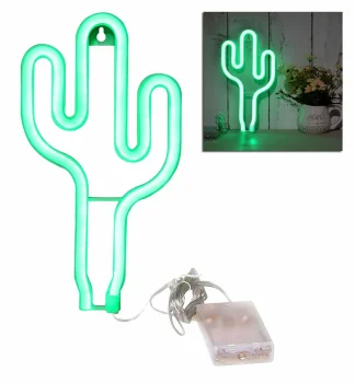Декоративный LED неон Кактус, зеленый