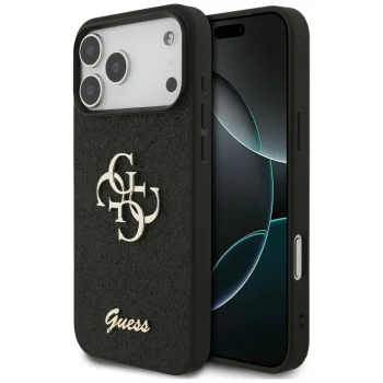 Guess Fixed Glitter Big 4G vāciņš priekš iPhone 17 Pro Max / 18 Pro Max, melns