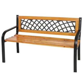 Садовая скамейка из металла и дерева для террасы, 120 см