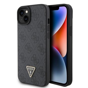 Guess GUHCP15SP4TDPK iPhone 15 6.1" melns/ melns cietais futrālis Ādas 4G Diamond Triangle | black/black...