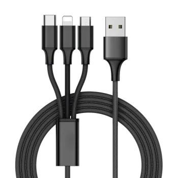 Кабель USB 3-в-1 Lightning / Micro USB / Type-C 1.2 м черный