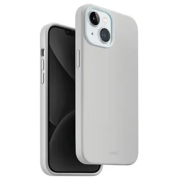 Uniq iPhone 15 vāciņš Lino Hue Magclick Charging, gaiši pelēks