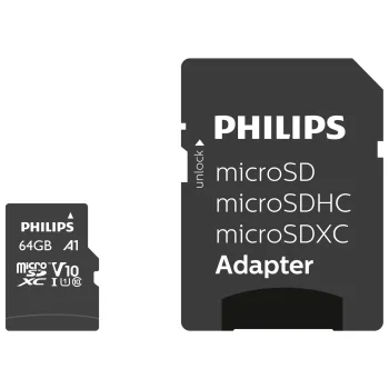 Atmiņas karte Philips MicroSDXC 64GB UHS-I U1 Class 10 V10 ar adapteri