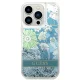 Чехол Guess Flower Liquid Glitter для iPhone 14 Pro Max - зеленый