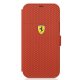 Ferrari iPhone 12 mini atverams vāciņš maciņš grāmatiņa On Track Perforated, sarkans