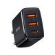 Baseus Compact 2xUSB + Type C Portable Wall Charger Adapter 30W, Black | Адаптер Зарядное...