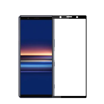 5D Aizsargstikls Sony Xperia 5 (J8210 J9210), Melns Pilna Pārklājuma (Tempered Glass)