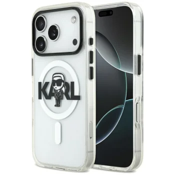 Чехол Karl Lagerfeld IML Karl Sketch Logo MagSafe для iPhone 17 Pro, Прозрачный