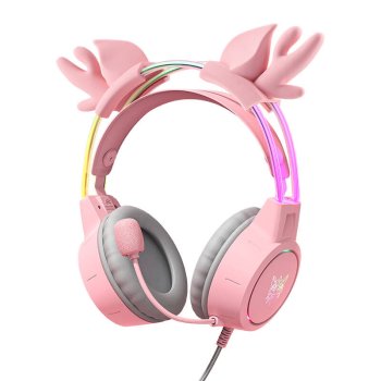 ONIKUMA X15Pro spēļu austiņas rozā / briežu ragi | Gaming Headphones Pink/Deer Horns