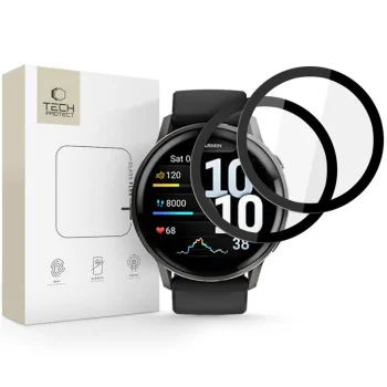 Tech-Protect Glass Flex+ hibrīda aizsargstikls Garmin Venu 4 45mm pulkstenim, 2 gab., melns