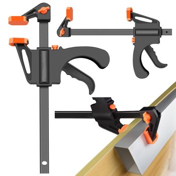 Quick-release woodworking clamp with one-hand grip, 150 mm, black
