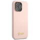 Guess iPhone 13 Pro Max vāciņš Silicone Script Gold Logo, gaiši rozā