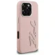 Karl Lagerfeld FW Grained Signature Logo vāciņš iPhone 16 Pro Max, Rozā