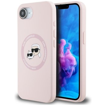 Чехол Karl Lagerfeld Silicone Karl&Choupette Heads MagSafe для iPhone 16e - Розовый