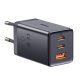 Сетевое зарядное устройство Baseus GaN5 2x USB-C + USB, 65W + кабель 1м, серый