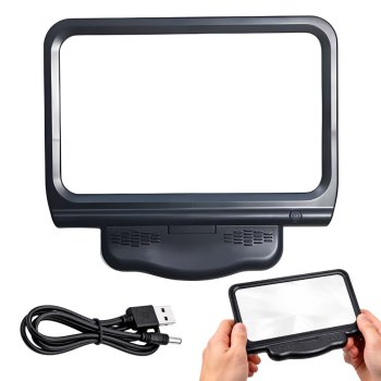 Светодиодная лупа для чтения 2.5x с 3 режимами света USB, черно-белая