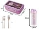 Kids Lunch Box and Water Bottle Set, Leak-Proof Bento Container with Utensils, purple