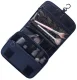 Travel toiletry bag with roll-up design, blue