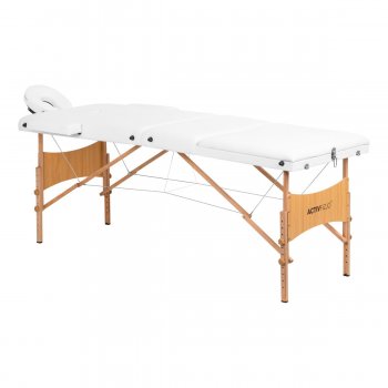 Saliekamais koka masāžas galds, kušete Komfort Activ Fizjo Lux 3 segmentu 190x70cm, balts | Folding wooden massage...