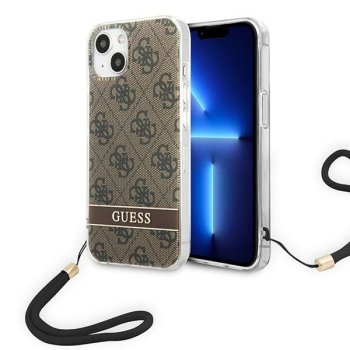 Guess 4G Print Strap iPhone 14 Plus ietvars, brūns