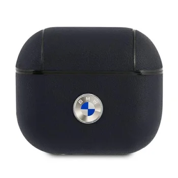 Чехол BMW Genuine Leather Silver Logo для AirPods 3, темно-синий
