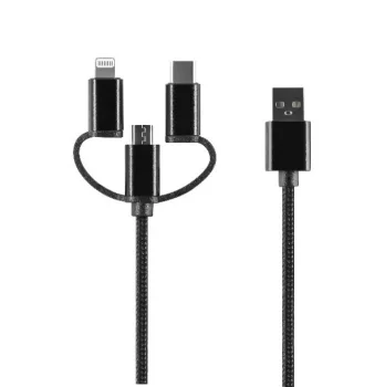 Кабель 3в1 Setty USB на Lightning / USB-C / microUSB, 1.0м, 2A, Черный