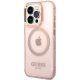 Guess iPhone 14 Pro Max vāciņš Gold Outline Translucent MagSafe Rozā