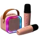 Bērnu karaoke komplekts ar Bluetooth skaļruni, RGB un 2 mikrofoniem 6W, Rozā