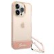 Guess Translucent Pearl Strap Case for iPhone 14 Pro Max - Pink