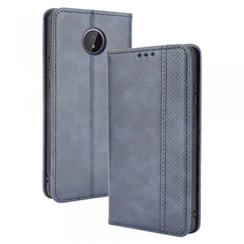 Nokia C10 / C20 PU Leather Retro Style Wallet Protective Cover Case, Blue | Telefona Vāciņš Maciņš Apvalks...