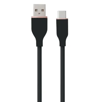 Silikona kabelis USB-A uz USB-C 18W, 3m, melns
