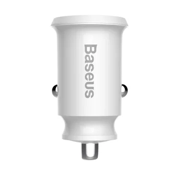 Baseus Grain Mini Car Charger 2x USB 3.1A, white - divu portu auto ladētājs