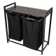 2-Compartment Laundry Hamper with Shelf 76L, Loft Industrial Style