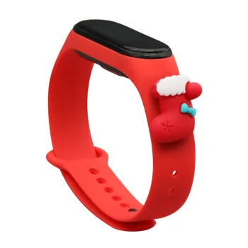 Красный новогодний ремешок для Xiaomi Mi Band 3 / 4