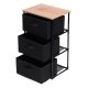 Plaukts ar 3 auduma groziem ModernHome loft stila organizators, melns