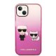 Karl Lagerfeld Gradient Ikonik Karl & Choupette Case for iPhone 14 Plus - Pink