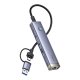 Концентратор 4 в 1 Baseus UltraJoy USB-A&USB-C до 3xUSB3.0+USB-C+RJ45 (серый)